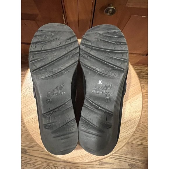 Dansko Black Clio Nubuck Suede Wedge Clogs  7.5-8  38 - Picture 11 of 12
